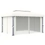 Cenador con cortina blanco crema aluminio 4x3 m de vidaXL, Carpas y cenadores - Ref: Foro24-3053375, Precio: 509,97 €, Descue...