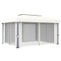 Cenador con cortina blanco crema aluminio 4x3 m de vidaXL, Carpas y cenadores - Ref: Foro24-3053375, Precio: 528,83 €, Descue...