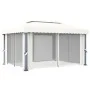 Cenador con cortina blanco crema aluminio 4x3 m de vidaXL, Carpas y cenadores - Ref: Foro24-3053375, Precio: 509,97 €, Descue...