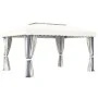 Cenador con cortina blanco crema aluminio 4x3 m de vidaXL, Carpas y cenadores - Ref: Foro24-3053375, Precio: 509,97 €, Descue...