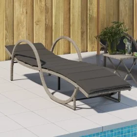 Sonnenliege mit hellgrauem synthetischem Rattankissen 60x199x42 cm von vidaXL, Liegen - Ref: Foro24-368262, Preis: 162,39 €, ...