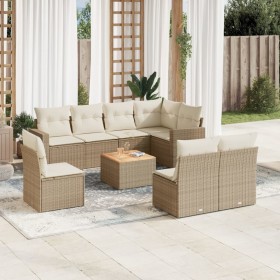 Set de sofás de jardín 9 pzas con cojines ratán sintético beige en Conjuntos de jardín | Comprar online en Foru.es