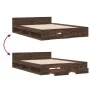 Oak brown engineered wood bed with drawers 135x190 cm by vidaXL, Beds and slatted bases - Ref: Foro24-3280775, Price: 156,60 ...