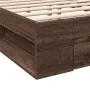 Oak brown engineered wood bed with drawers 135x190 cm by vidaXL, Beds and slatted bases - Ref: Foro24-3280775, Price: 156,60 ...