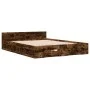 Smoked oak engineered wood bed with drawers 120x190 cm by vidaXL, Beds and slatted bases - Ref: Foro24-3280780, Price: 139,13...