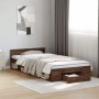 Cama con cajón madera de ingeniería marrón roble 100x200 cm de vidaXL, Camas y somieres - Ref: Foro24-3280796, Precio: 138,09...