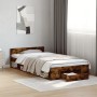Cama con cajón madera de ingeniería roble ahumado 100x200 cm de vidaXL, Camas y somieres - Ref: Foro24-3280794, Precio: 134,0...