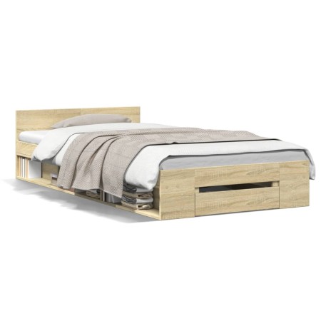Cama con cajón madera de ingeniería roble Sonoma 75x190 cm de vidaXL, Camas y somieres - Ref: Foro24-3280806, Precio: 118,68 ...