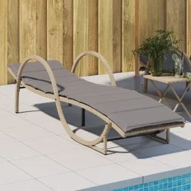 Tumbona con cojín ratán sintético beige 60x199x42 cm de vidaXL, Tumbonas - Ref: Foro24-368261, Precio: 140,72 €, Descuento: %