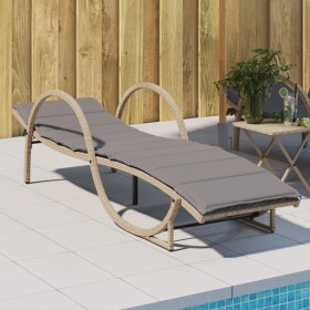 Tumbona con cojín ratán sintético beige 60x199x42 cm de vidaXL, Tumbonas - Ref: Foro24-368261, Precio: 142,91 €, Descuento: %