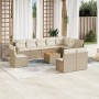 Set de sofás de jardín 11pzas con cojines ratán sintético beige en Conjuntos de jardín | Comprar online en Foru.es