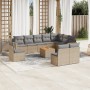 Set de sofás de jardín 11pzas con cojines ratán sintético beige en Conjuntos de jardín | Comprar online en Foru.es