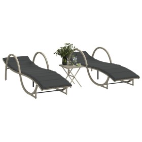 Tumbonas con mesita 2 unidades ratán sintético gris claro de vidaXL, Tumbonas - Ref: Foro24-368268, Precio: 271,89 €, Descuen...