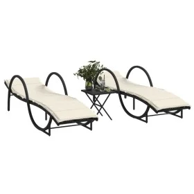 Tumbonas con mesita 2 unidades ratán sintético negro by vidaXL, Loungers - Ref: Foro24-368263, Price: 262,23 €, Discount: %