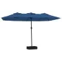 Sombrilla doble con luces LED azul celeste 449x245 cm de vidaXL, Sombrillas - Ref: Foro24-362960, Precio: 203,67 €, Descuento: %