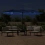 Sombrilla doble con luces LED azul celeste 449x245 cm de vidaXL, Sombrillas - Ref: Foro24-362960, Precio: 203,67 €, Descuento: %