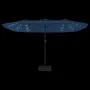 Sombrilla doble con luces LED azul celeste 449x245 cm de vidaXL, Sombrillas - Ref: Foro24-362960, Precio: 203,67 €, Descuento: %