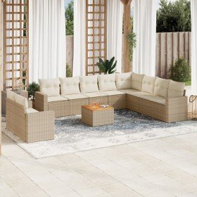 Set de sofás de jardín 11pzas con cojines ratán sintético beige en Conjuntos de jardín | Comprar online en Foru.es