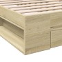 Cama con cajón madera ingeniería roble Sonoma 100x200 cm de vidaXL, Camas y somieres - Ref: Foro24-3280792, Precio: 132,76 €,...
