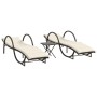Tumbonas con mesita 2 unidades ratán sintético marrón de vidaXL, Tumbonas - Ref: Foro24-368264, Precio: 275,46 €, Descuento: %