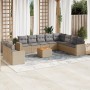 Set de sofás de jardín 11pzas con cojines ratán sintético beige en Conjuntos de jardín | Comprar online en Foru.es