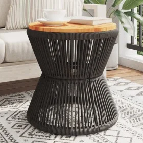 Mesa de centro base de alambre madera acacia negro Ø 45x44 cm de vidaXL, Mesas de jardín - Ref: Foro24-365637, Precio: 97,84 ...