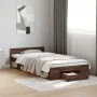 Cama con cajón madera de ingeniería marrón roble 90x200 cm de vidaXL, Camas y somieres - Ref: Foro24-3280803, Precio: 134,76 ...