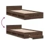 Cama con cajón madera de ingeniería marrón roble 90x200 cm de vidaXL, Camas y somieres - Ref: Foro24-3280803, Precio: 134,76 ...