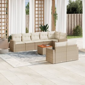Set de sofás de jardín 9 pzas con cojines ratán sintético beige en Conjuntos de jardín | Comprar online en Foru.es