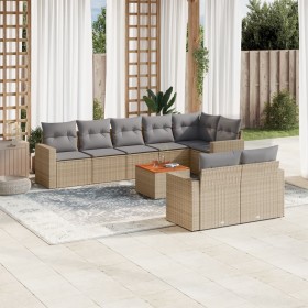 Set de sofás de jardín 9 pzas con cojines ratán sintético beige en Conjuntos de jardín | Comprar online en Foru.es
