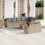 Set de sofás de jardín 9 pzas con cojines ratán sintético beige en Conjuntos de jardín | Comprar online en Foru.es