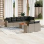 Set de muebles de jardín 9 pzas y cojines ratán sintético gris en Conjuntos de jardín | Comprar online en Foru.es