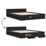 Cama con cajones madera de ingeniería negro 135x190 cm de vidaXL, Camas y somieres - Ref: Foro24-3280770, Precio: 154,60 €, D...