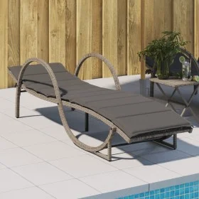Liegestuhl mit grauem Kunststoffrattan-Kissen 60x199x42 cm. von vidaXL, Liegen - Ref: Foro24-368259, Preis: 140,72 €, Rabatt: %