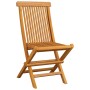 Sillas de jardín 4 uds madera maciza de teca con cojines azules de vidaXL, Sillas de jardín - Ref: Foro24-3062593, Precio: 25...