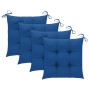 Sillas de jardín 4 uds madera maciza de teca con cojines azules de vidaXL, Sillas de jardín - Ref: Foro24-3062593, Precio: 25...