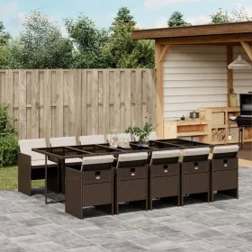 Garden dining set 11 pieces and brown synthetic rattan cushions by vidaXL, Garden sets - Ref: Foro24-3277700, Price: 932,22 €...