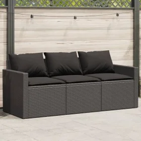 3-seater garden sofa with black synthetic rattan cushions by vidaXL, Outdoor sofas - Ref: Foro24-366341, Price: 215,92 €, Dis...