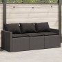 Sofá de jardín de 3 plazas con cojines ratán sintético negro de vidaXL, Sofás de exterior - Ref: Foro24-366341, Precio: 214,9...