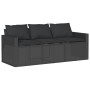 Sofá de jardín de 3 plazas con cojines ratán sintético negro de vidaXL, Sofás de exterior - Ref: Foro24-366341, Precio: 214,9...