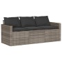 Sofá de jardín de 3 plazas con cojines ratán sintético gris de vidaXL, Sofás de exterior - Ref: Foro24-366343, Precio: 201,90...