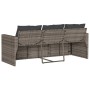 Sofá de jardín de 3 plazas con cojines ratán sintético gris de vidaXL, Sofás de exterior - Ref: Foro24-366343, Precio: 201,90...
