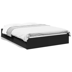 Black engineered wood bed with drawers 120x190 cm by vidaXL, Beds and slatted bases - Ref: Foro24-3280700, Price: 159,72 €, D...