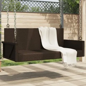 Banco columpio de ratán sintético marrón 119x56x48 cm de vidaXL, Bancos de jardín - Ref: Foro24-365626, Precio: 116,68 €, Des...