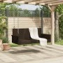 Banco columpio de ratán sintético marrón 119x56x48 cm de vidaXL, Bancos de jardín - Ref: Foro24-365626, Precio: 116,68 €, Des...