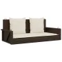 Banco columpio con cojines ratán sintético marrón 119x56x48 cm de vidaXL, Bancos de jardín - Ref: Foro24-365630, Precio: 147,...