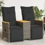 Sofá de jardín reclinable de 2 plazas con mesa ratán PE gris de vidaXL, Sofás de exterior - Ref: Foro24-365723, Precio: 287,1...