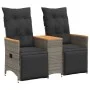 Sofá de jardín reclinable de 2 plazas con mesa ratán PE gris de vidaXL, Sofás de exterior - Ref: Foro24-365723, Precio: 287,1...