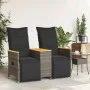 Sofá de jardín reclinable de 2 plazas con mesa ratán PE gris de vidaXL, Sofás de exterior - Ref: Foro24-365723, Precio: 287,1...