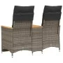 Sofá de jardín reclinable de 2 plazas con mesa ratán PE gris de vidaXL, Sofás de exterior - Ref: Foro24-365723, Precio: 287,1...